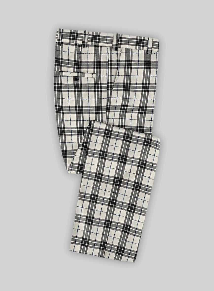 Italian Murano Ernio Checks Wool Linen Silk Pants - StudioSuits