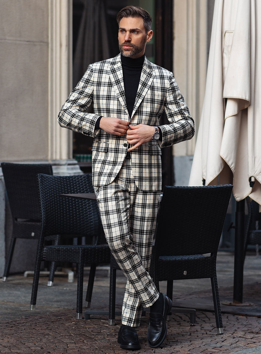 Italian Murano Ernio Checks Wool Linen Silk Suit – StudioSuits