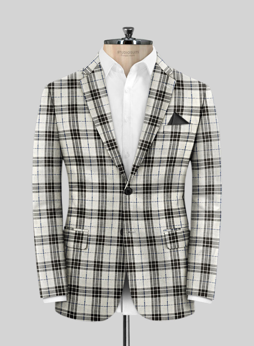 Italian Murano Ernio Checks Wool Linen Silk Suit - StudioSuits