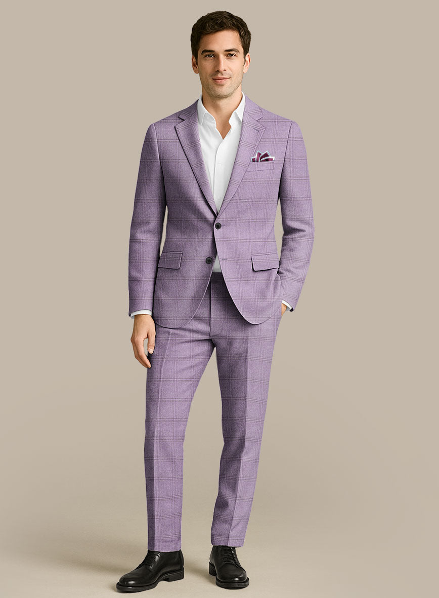 Italian Murano Esar Lavender Wool Linen Silk Suit - StudioSuits