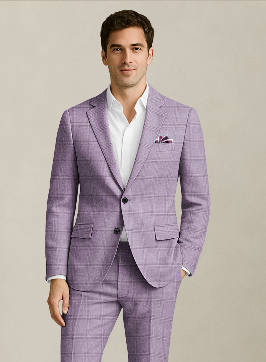 Italian Murano Esar Lavender Wool Linen Silk Suit - StudioSuits