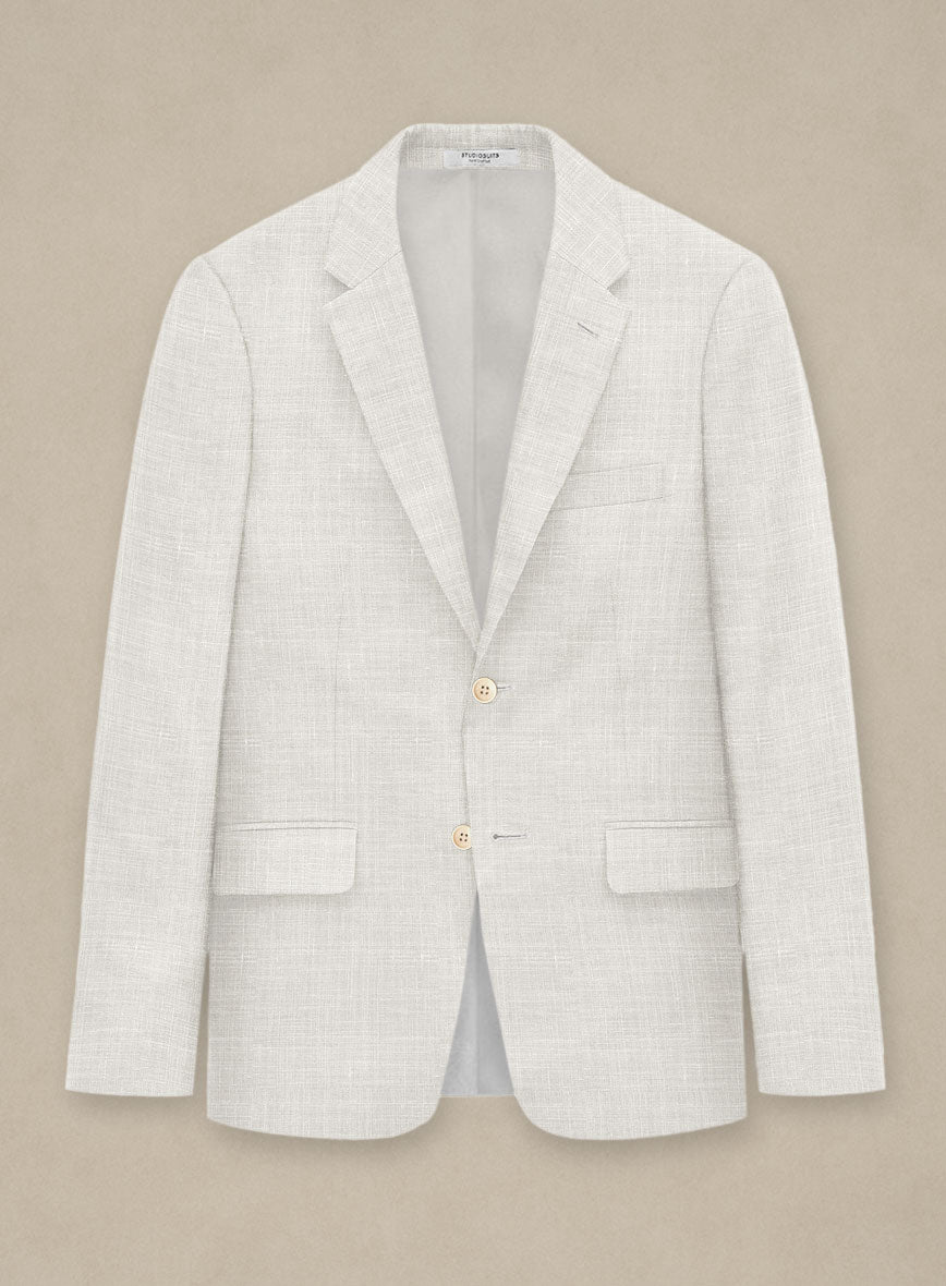 Italian Murano Fawn Wool Linen Jacket - StudioSuits