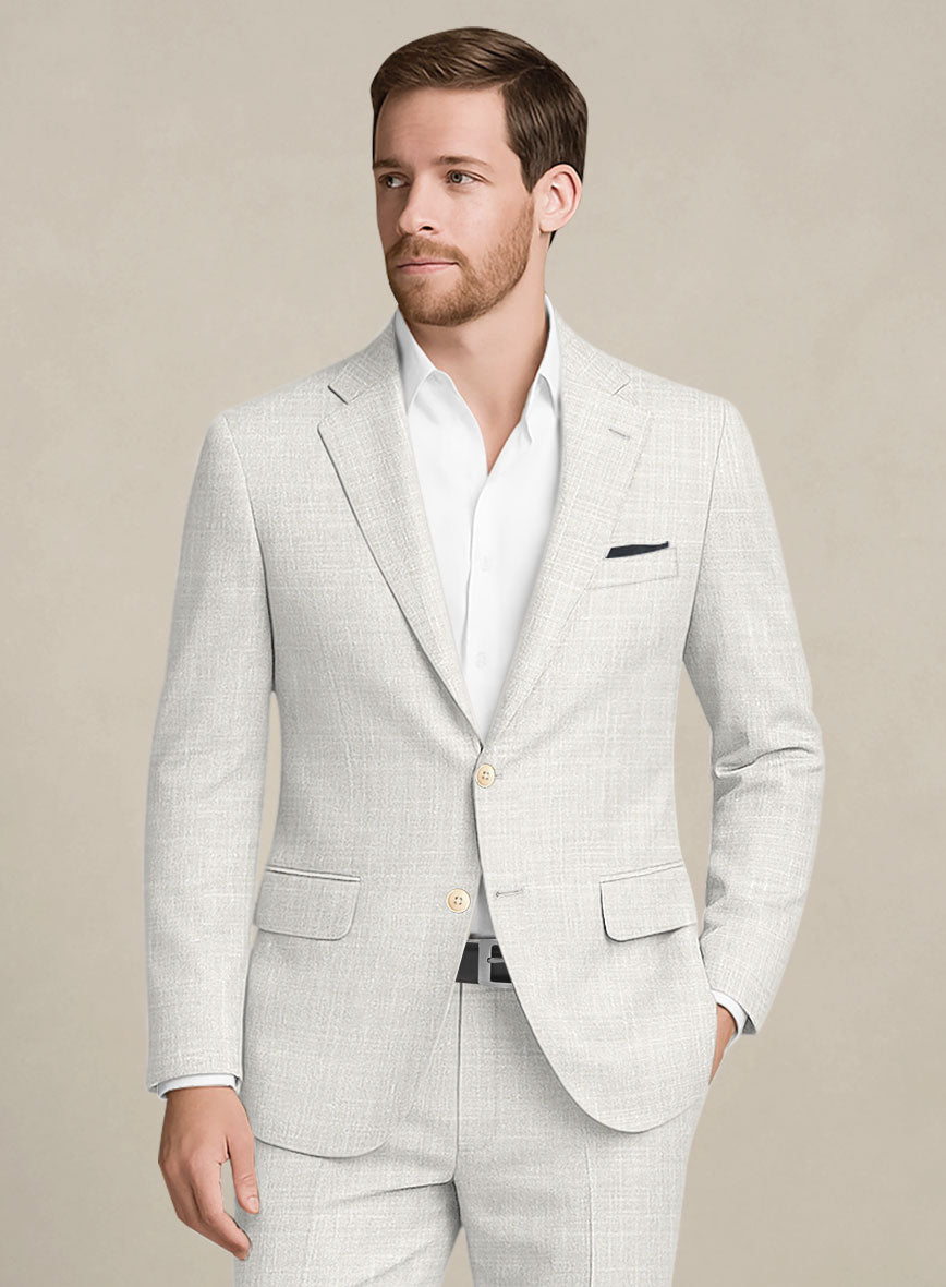 Italian Murano Fawn Wool Linen Jacket - StudioSuits