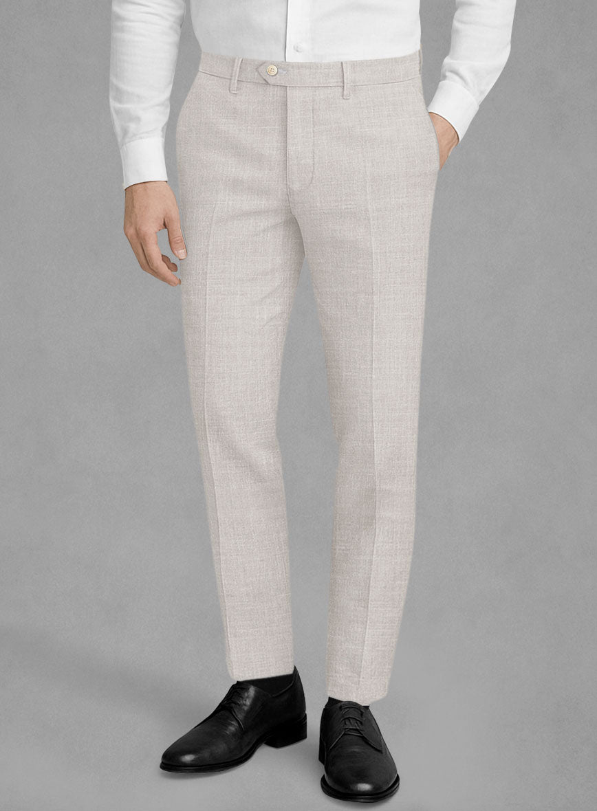 Italian Murano Fawn Wool Linen Pants - StudioSuits