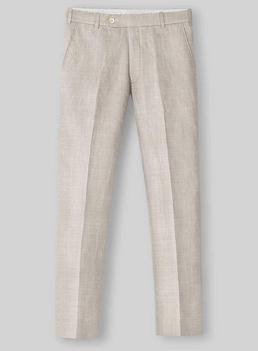 Italian Murano Fawn Wool Linen Pants - StudioSuits