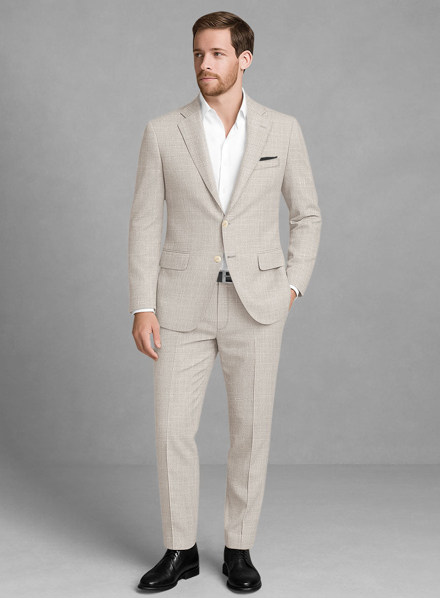 Italian Murano Fawn Wool Linen Suit - StudioSuits