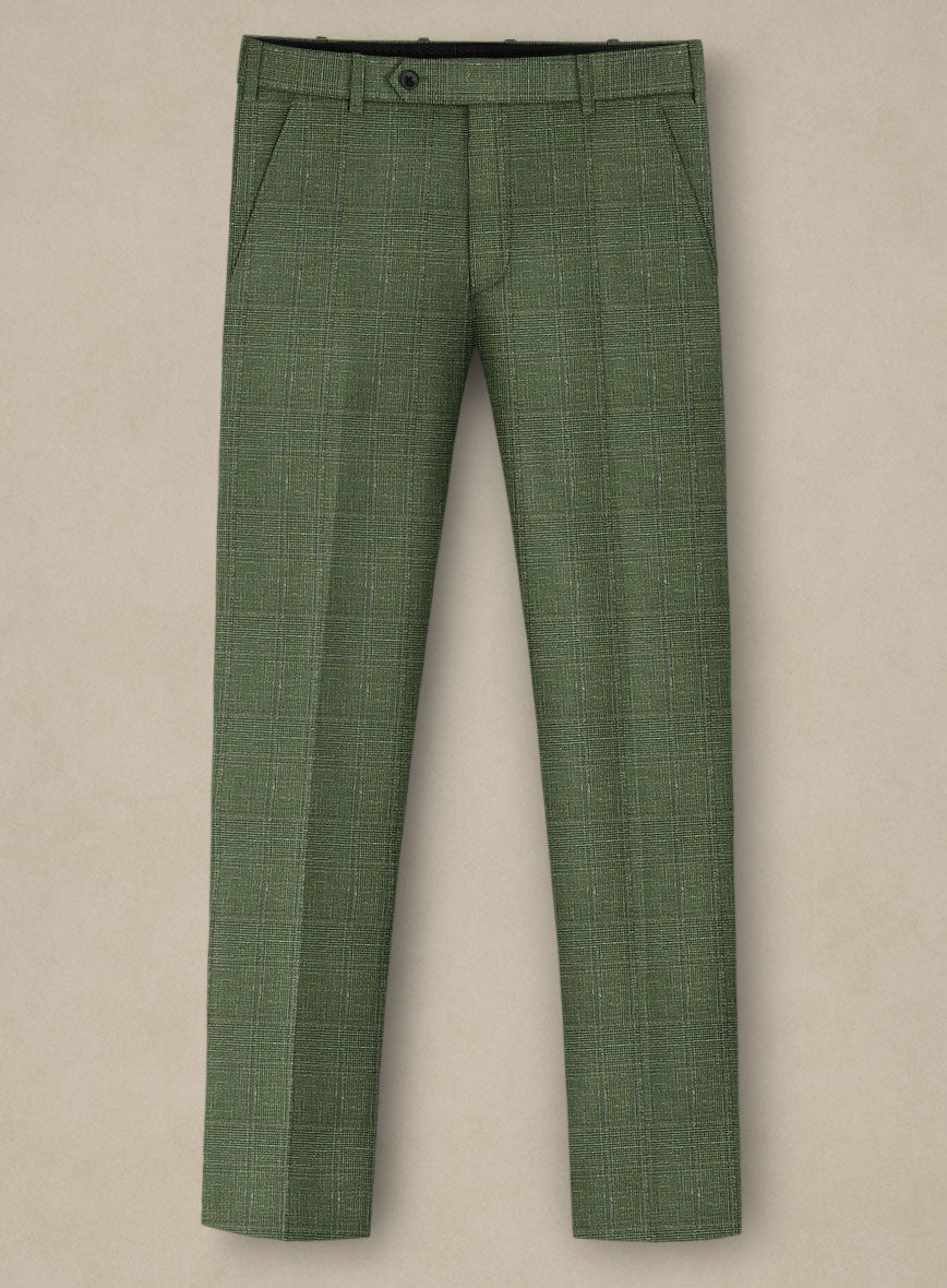 Italian Murano Gumil Green Wool Linen Silk Pants - StudioSuits