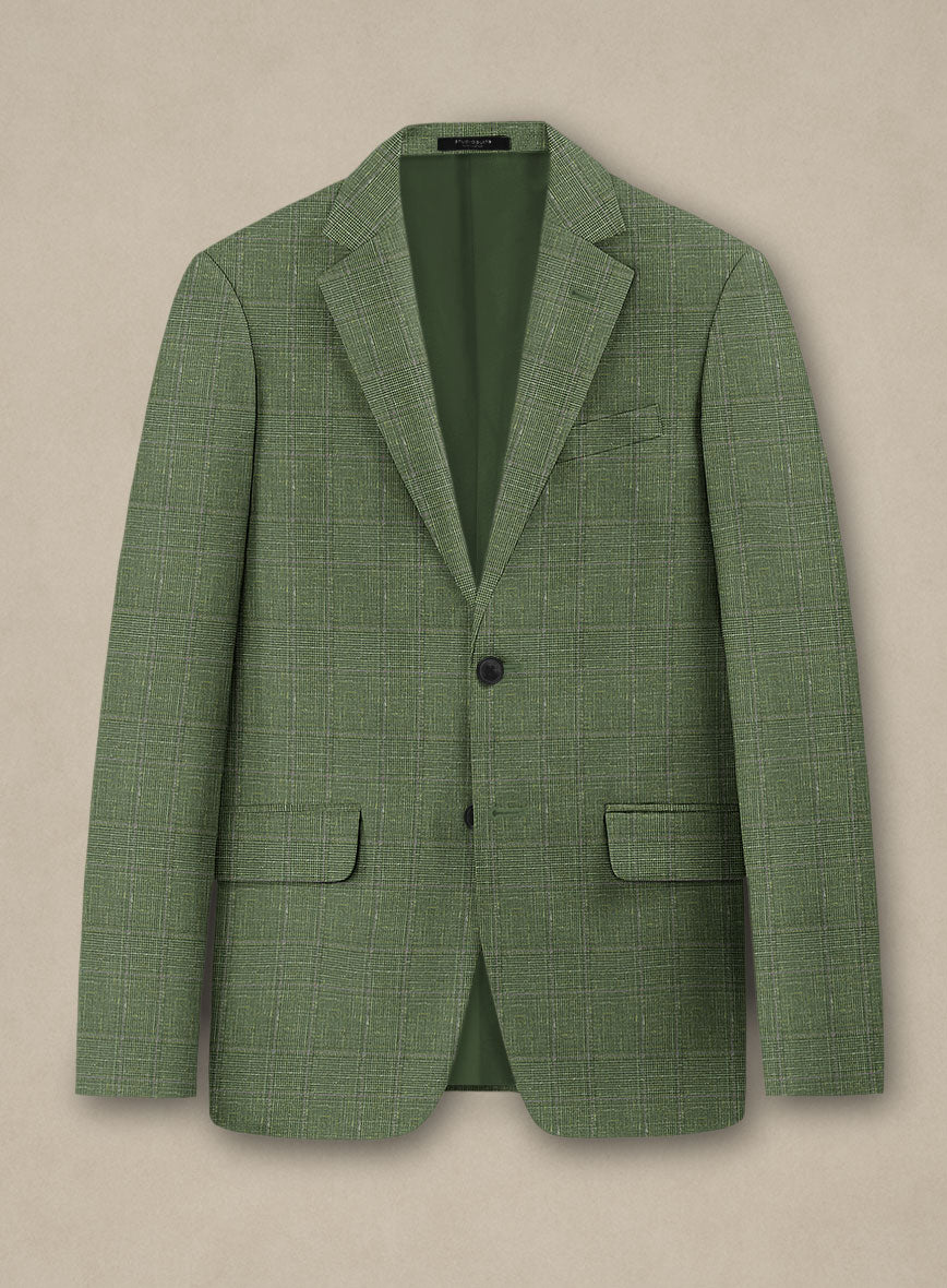 Italian Murano Gumil Green Wool Linen Silk Jacket - StudioSuits