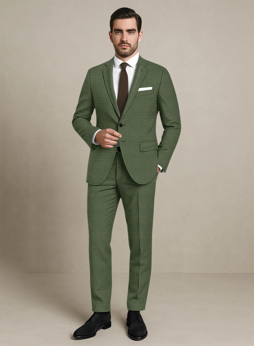 Italian Murano Gumil Green Wool Linen Silk Suit - StudioSuits