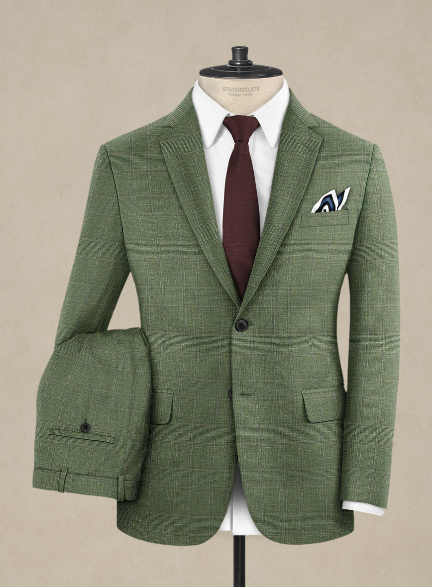 Italian Murano Gumil Green Wool Linen Silk Suit - StudioSuits
