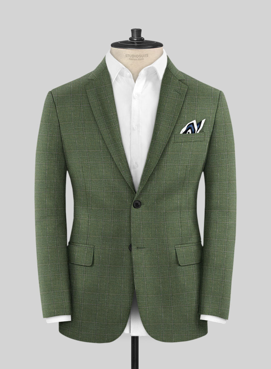 Italian Murano Gumil Green Wool Linen Silk Jacket - StudioSuits