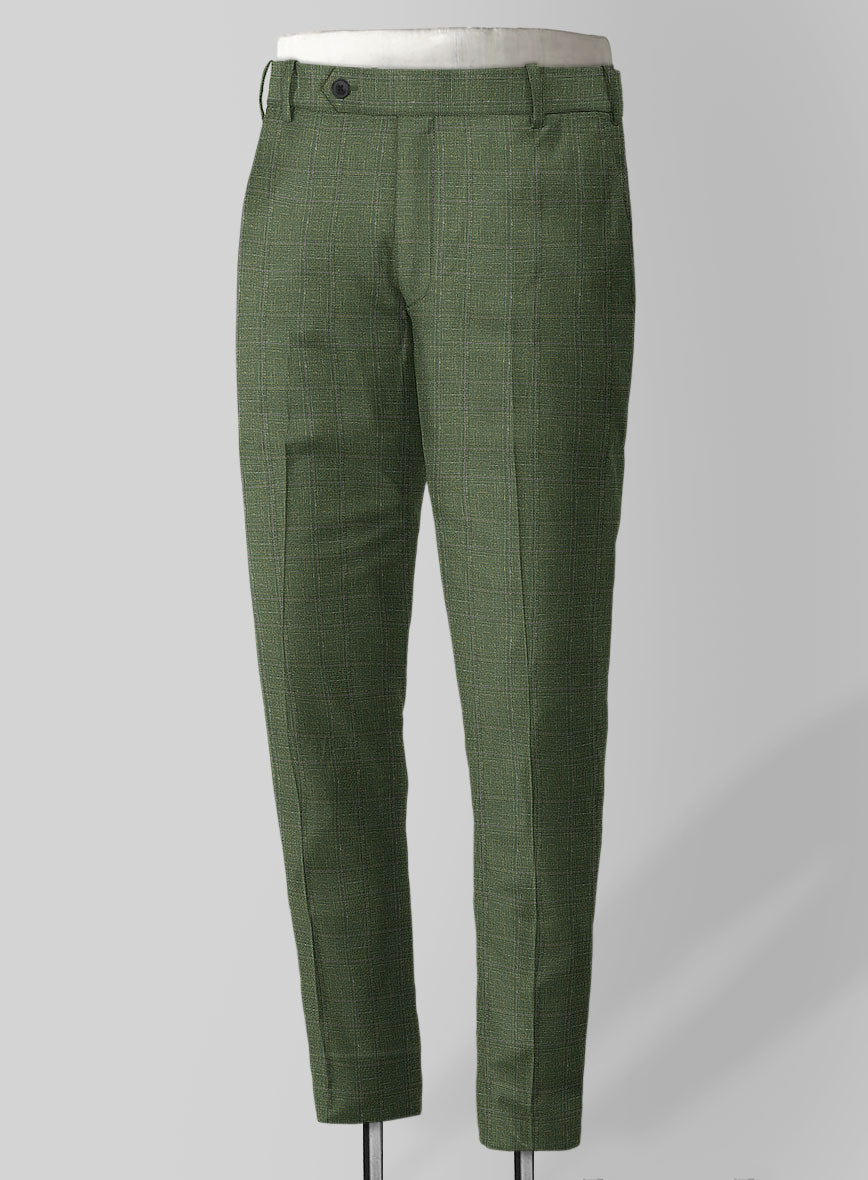 Italian Murano Gumil Green Wool Linen Silk Pants - StudioSuits