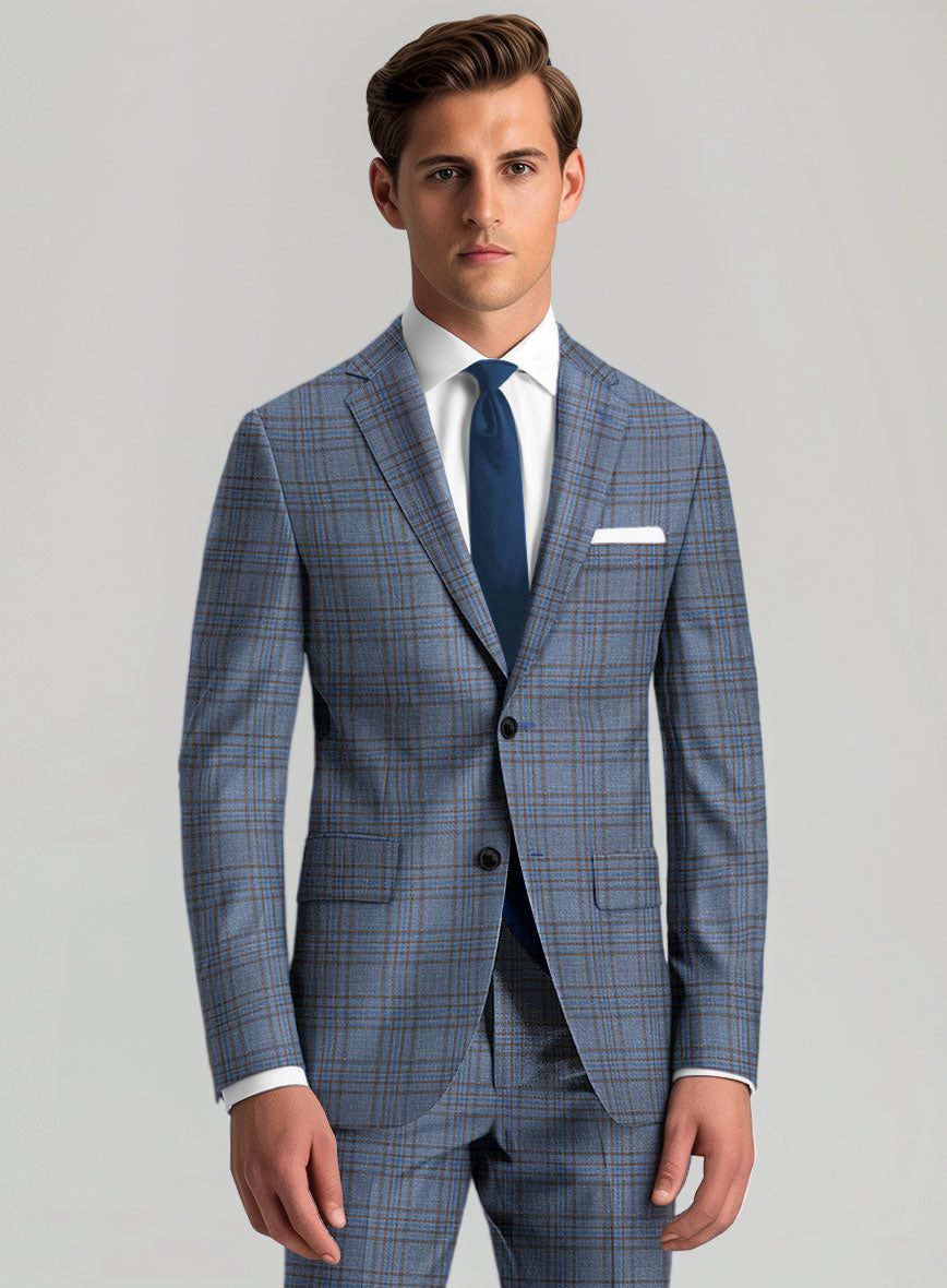 Italian Murano Herita Blue Wool Linen Jacket - StudioSuits