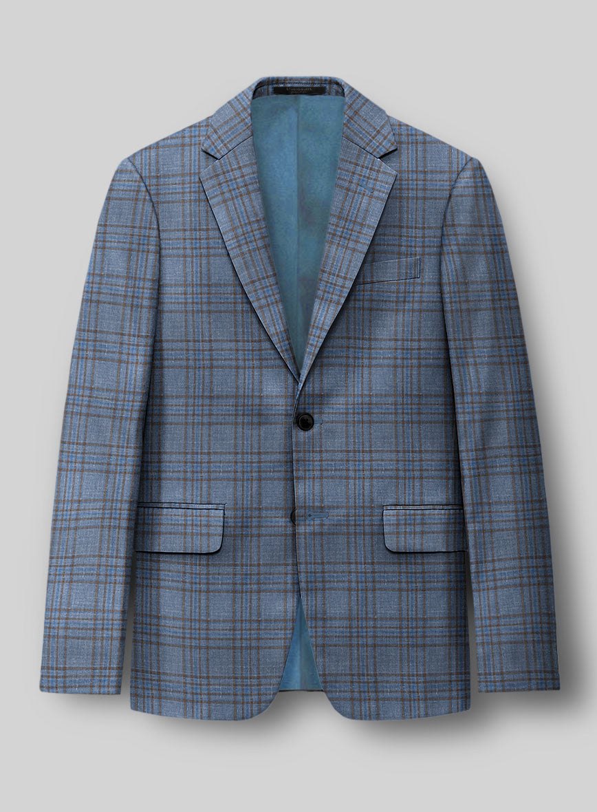 Italian Murano Herita Blue Wool Linen Jacket - StudioSuits