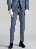 Italian Murano Herita Blue Wool Linen Pants - StudioSuits