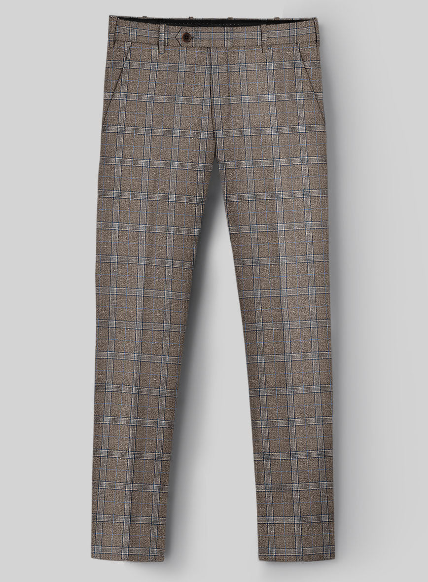 Italian Murano Igelu Brown Wool Linen Silk Pants - StudioSuits
