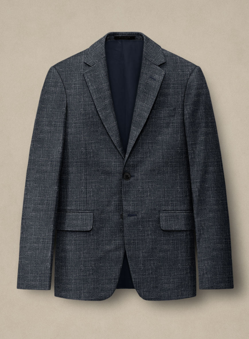 Italian Murano Indigo Blue Wool Linen Jacket - StudioSuits