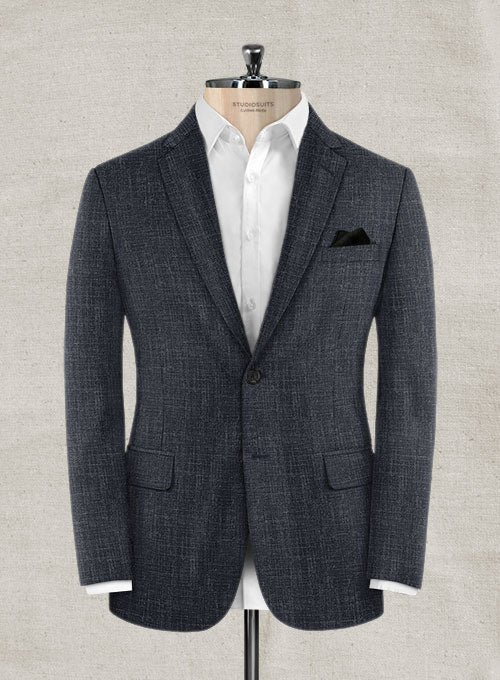 Italian Murano Indigo Blue Wool Linen Suit - StudioSuits