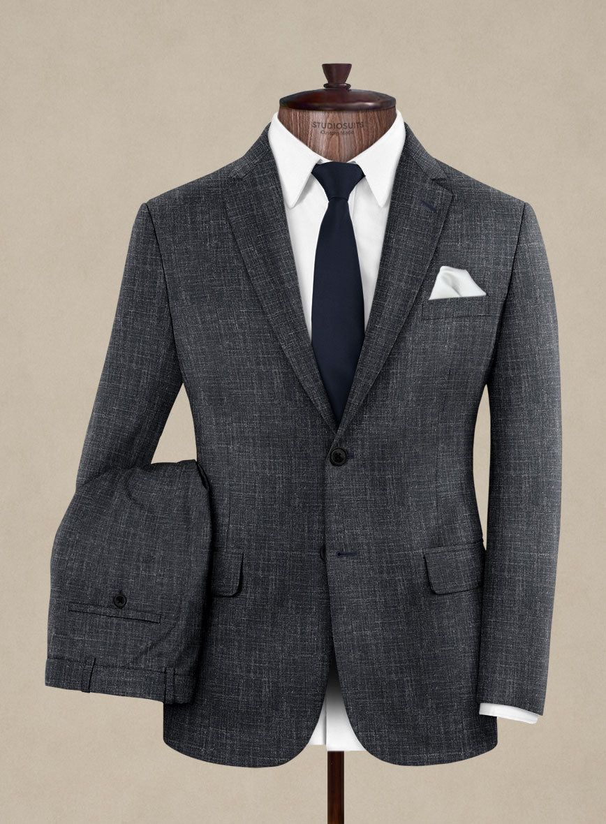 Italian Murano Indigo Blue Wool Linen Suit - StudioSuits