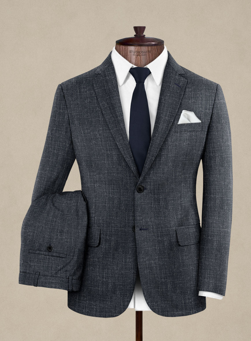 Italian Murano Indigo Blue Wool Linen Suit - StudioSuits