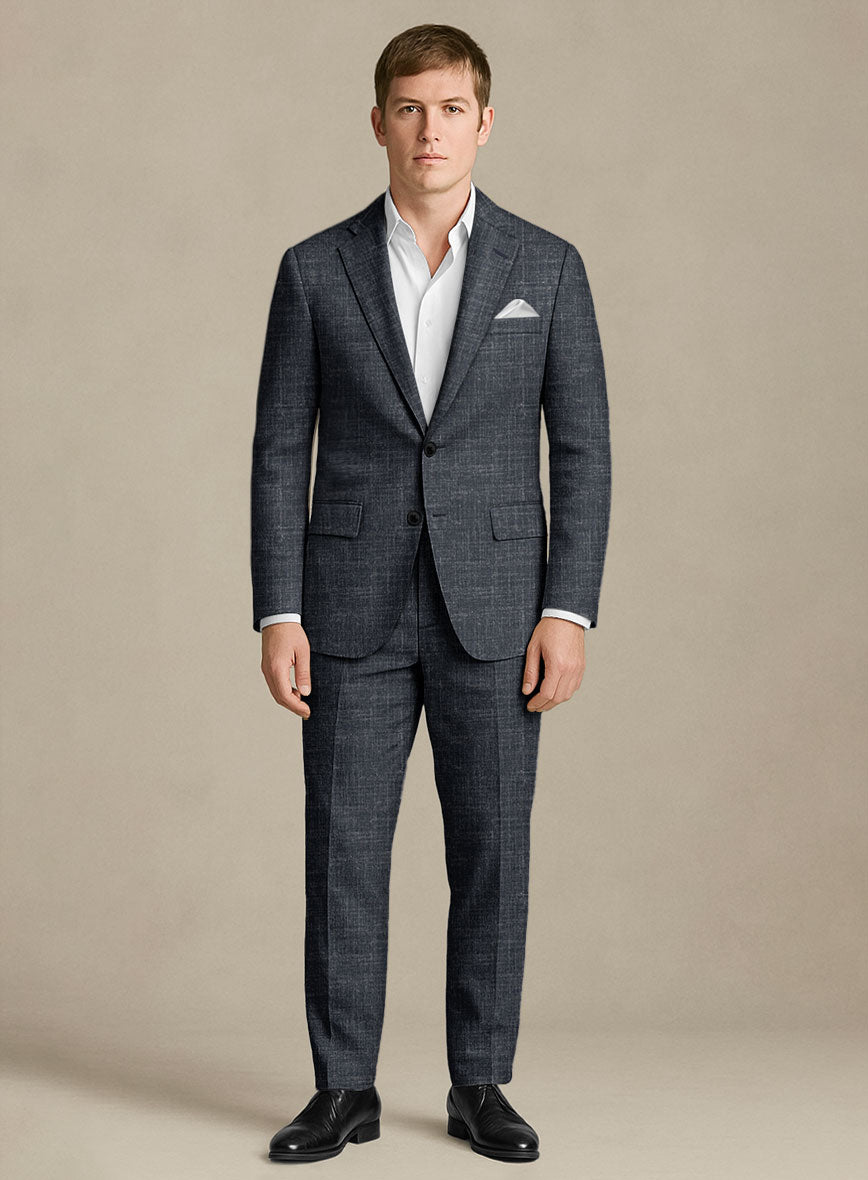 Italian Murano Indigo Blue Wool Linen Suit - StudioSuits