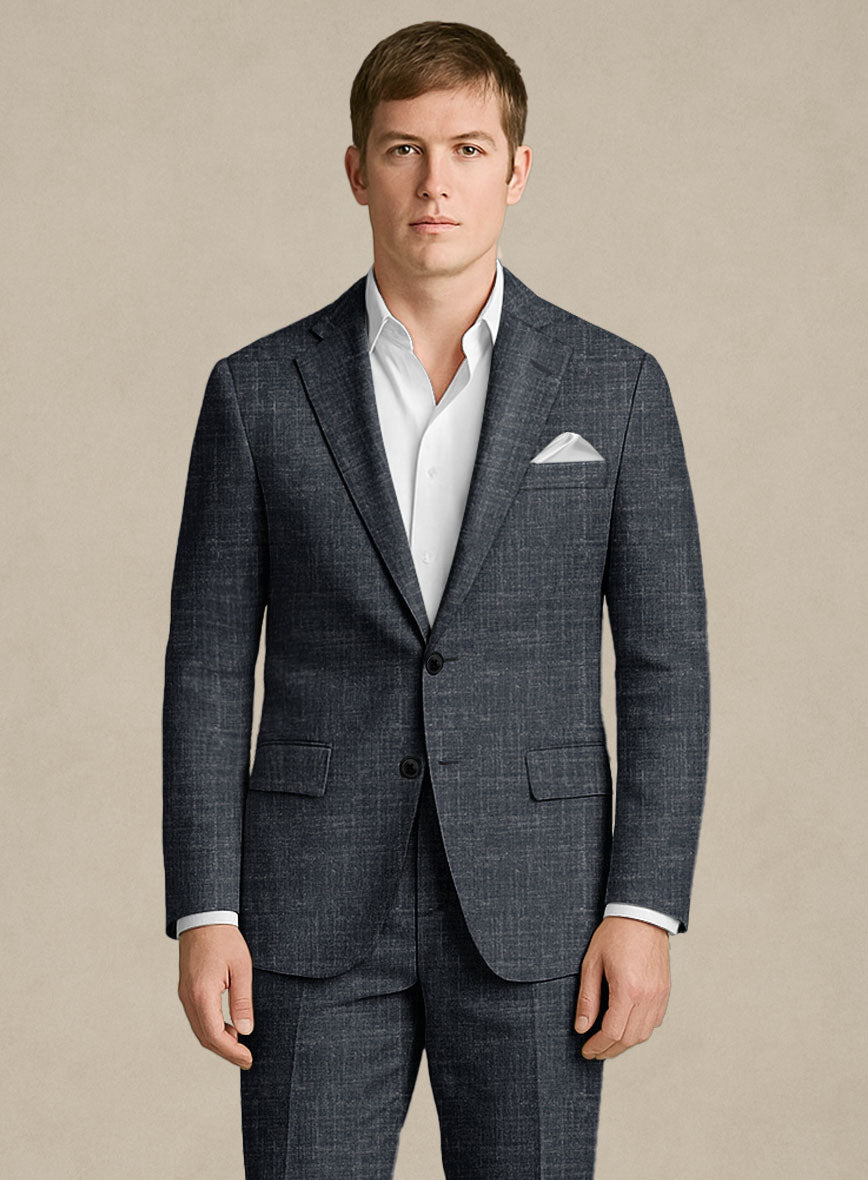 Italian Murano Indigo Blue Wool Linen Suit - StudioSuits