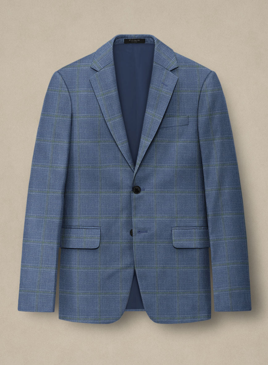Italian Murano Ivarno Blue Wool Linen Silk Suit - StudioSuits