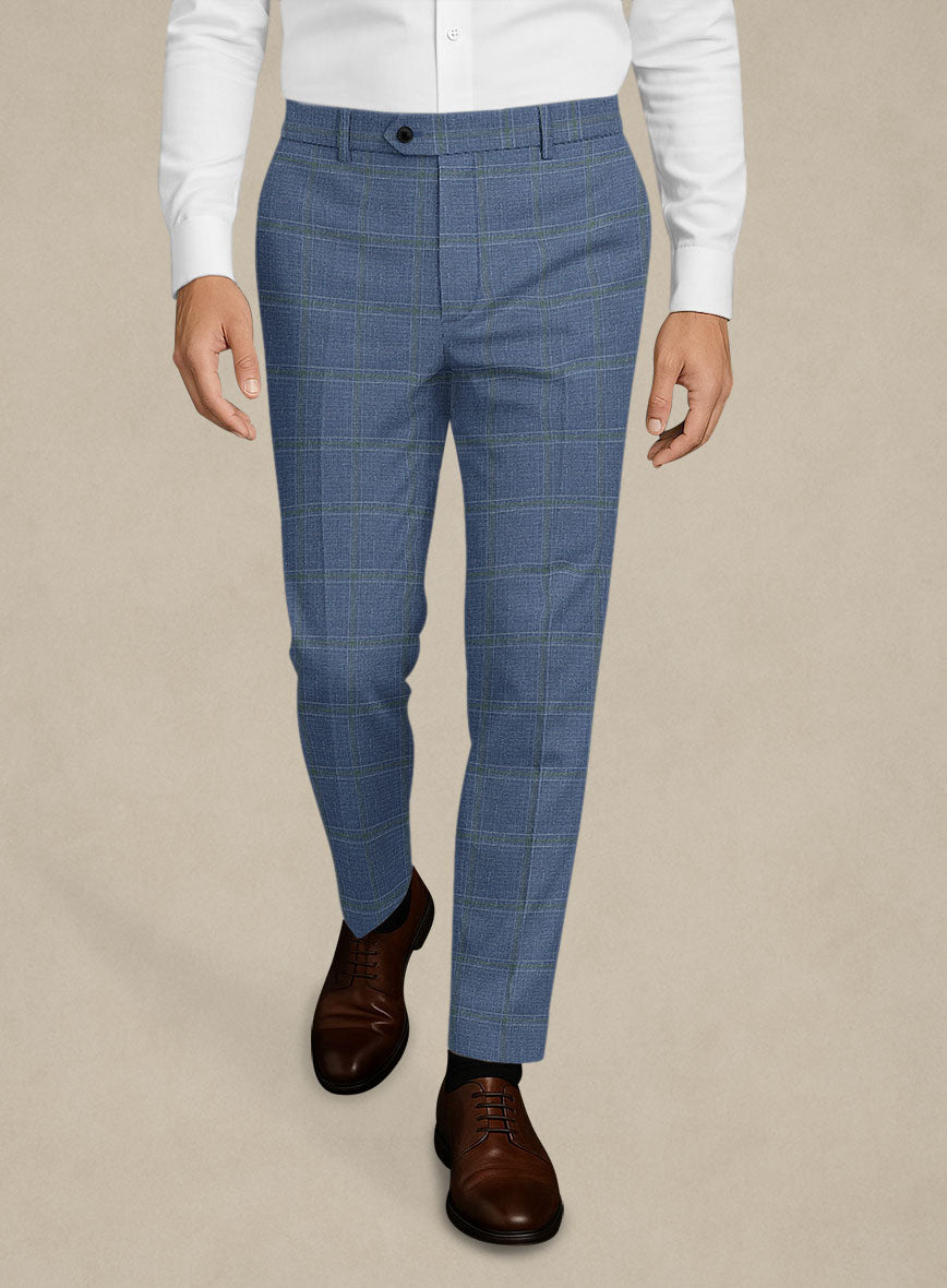 Italian Murano Ivarno Blue Wool Linen Silk Suit - StudioSuits