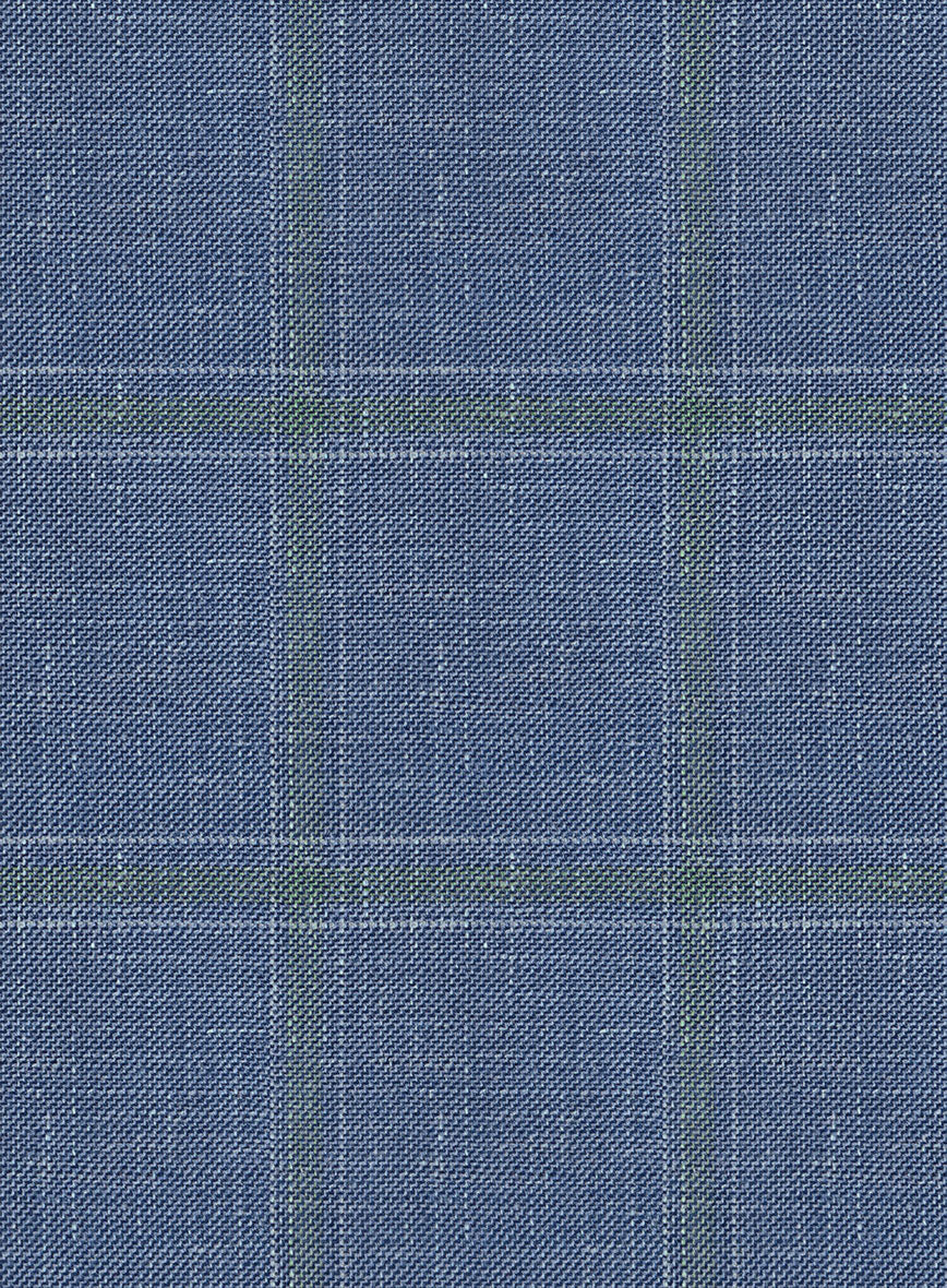 Italian Murano Ivarno Blue Wool Linen Silk Suit - StudioSuits