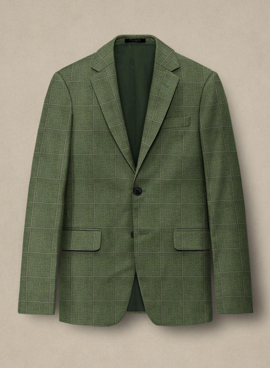 Italian Murano Josaya Green Wool Linen Silk Jacket - StudioSuits