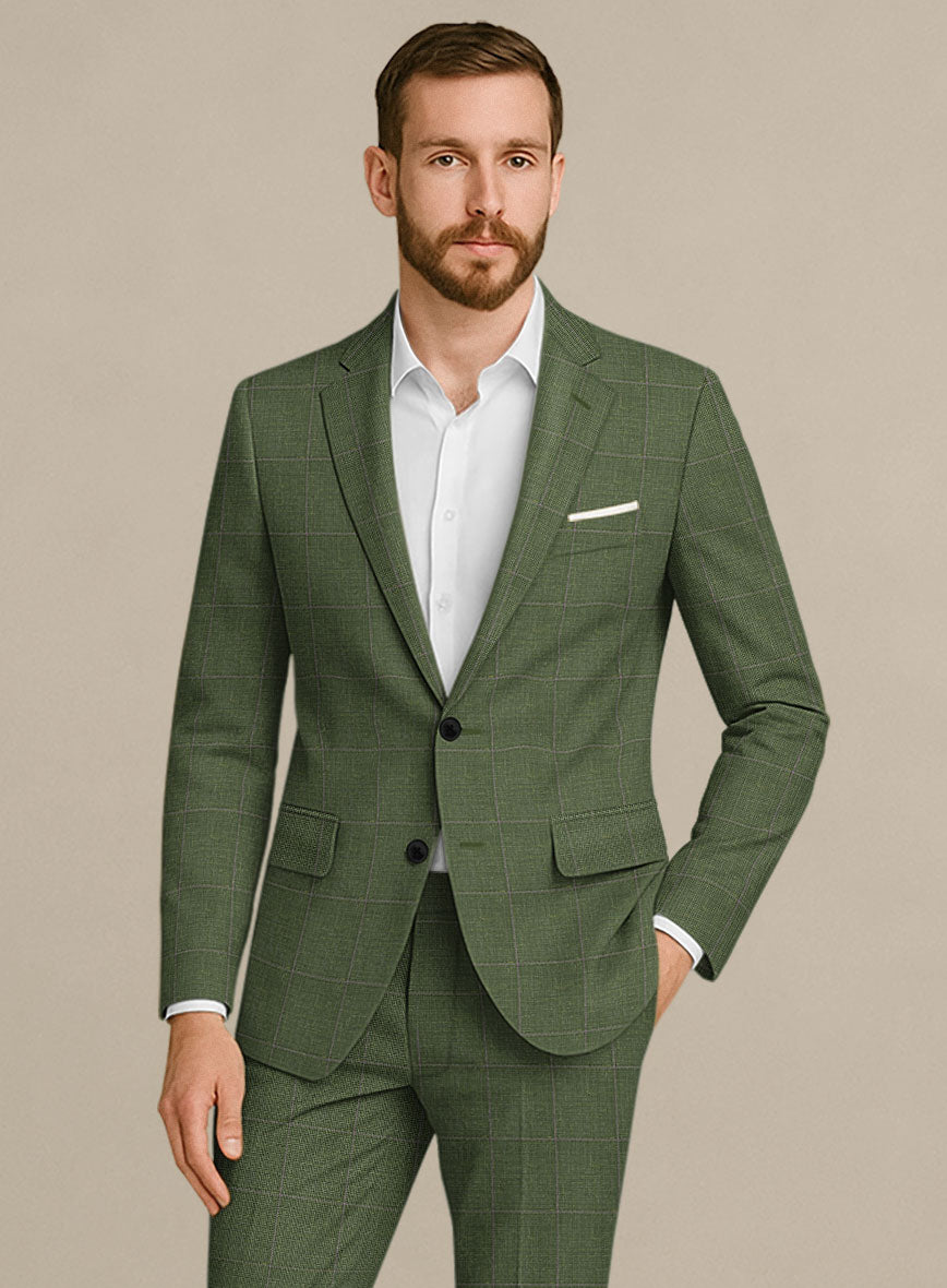 Italian Murano Josaya Green Wool Linen Silk Suit - StudioSuits
