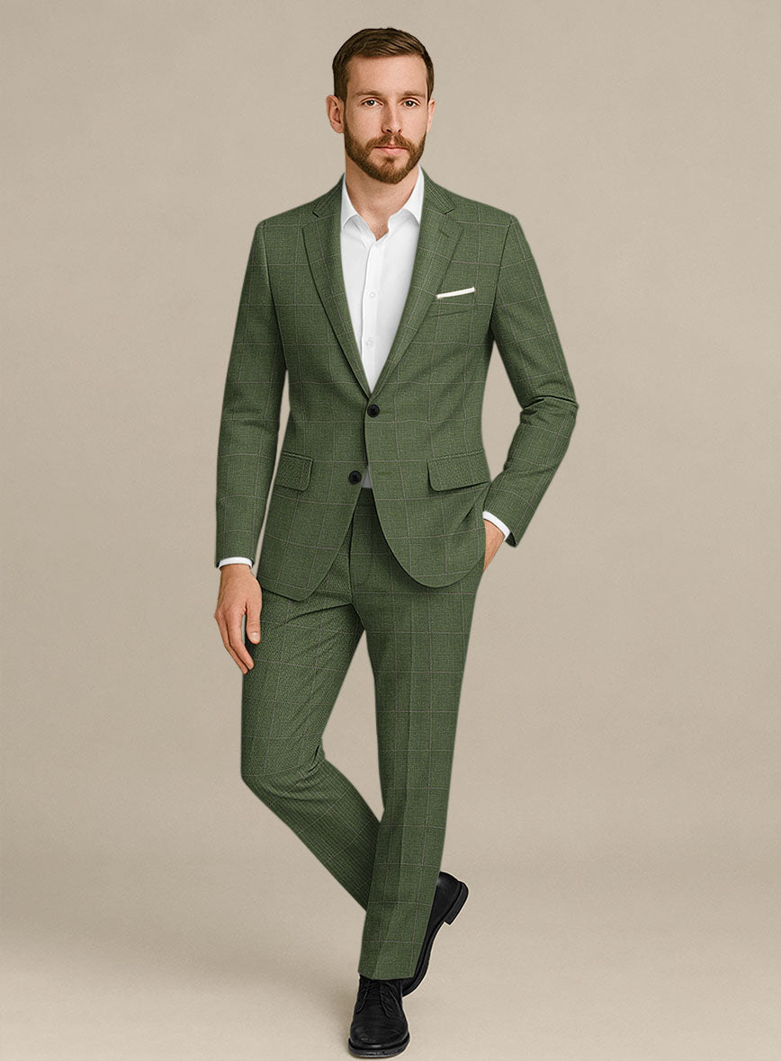 Italian Murano Josaya Green Wool Linen Silk Suit - StudioSuits