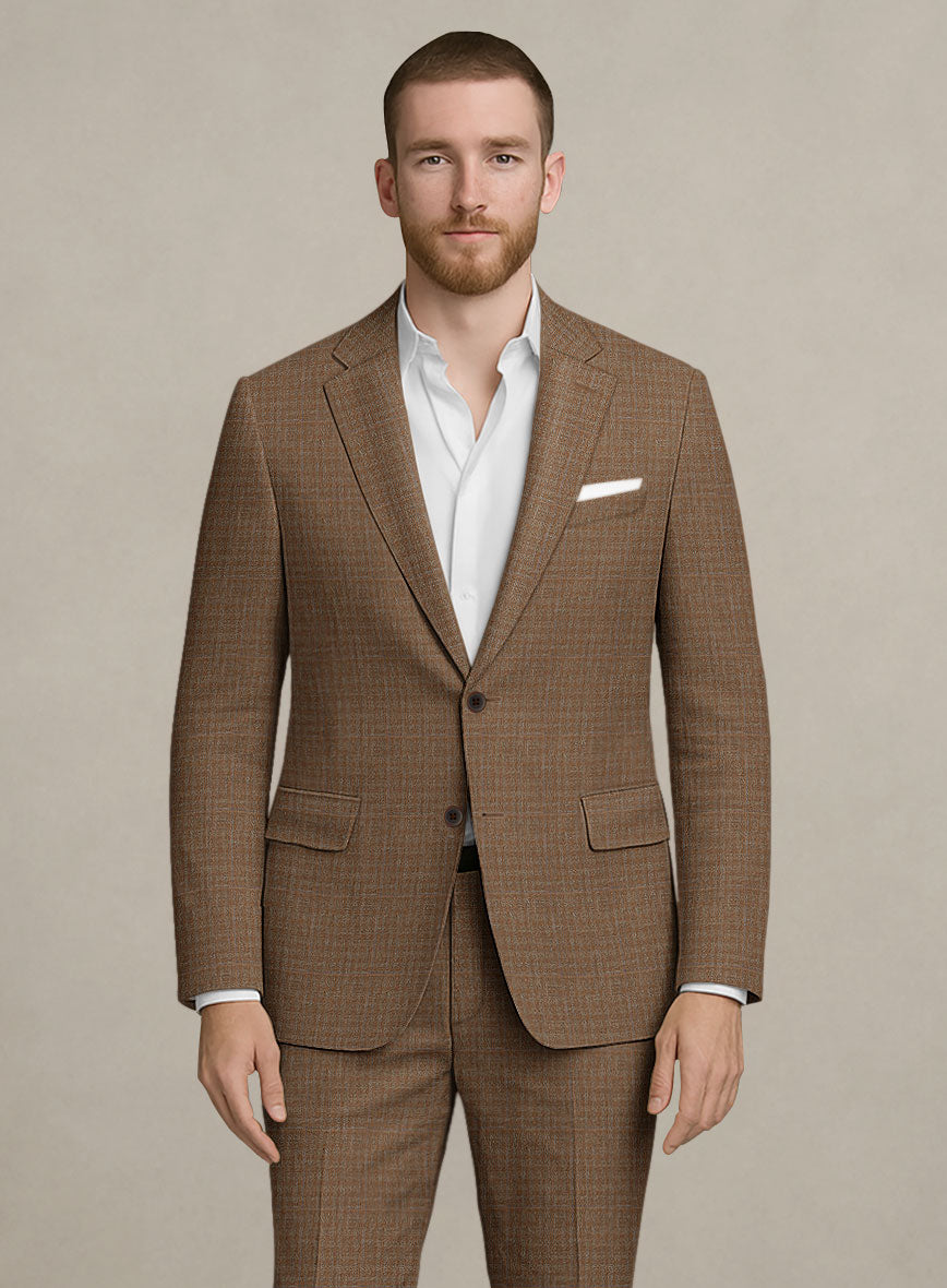 Italian Murano Karilo Brown Wool Linen Silk Jacket - StudioSuits