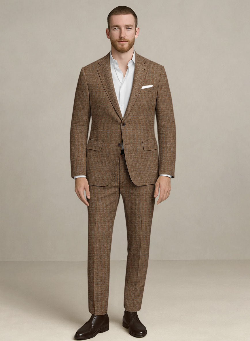 Italian Murano Karilo Brown Wool Linen Silk Suit - StudioSuits