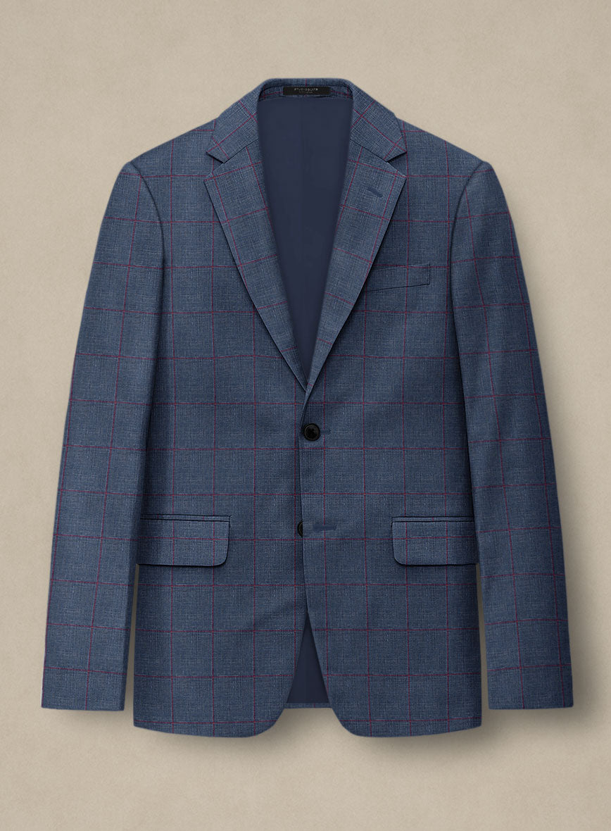 Italian Murano Leopo Blue Wool Linen Jacket - StudioSuits