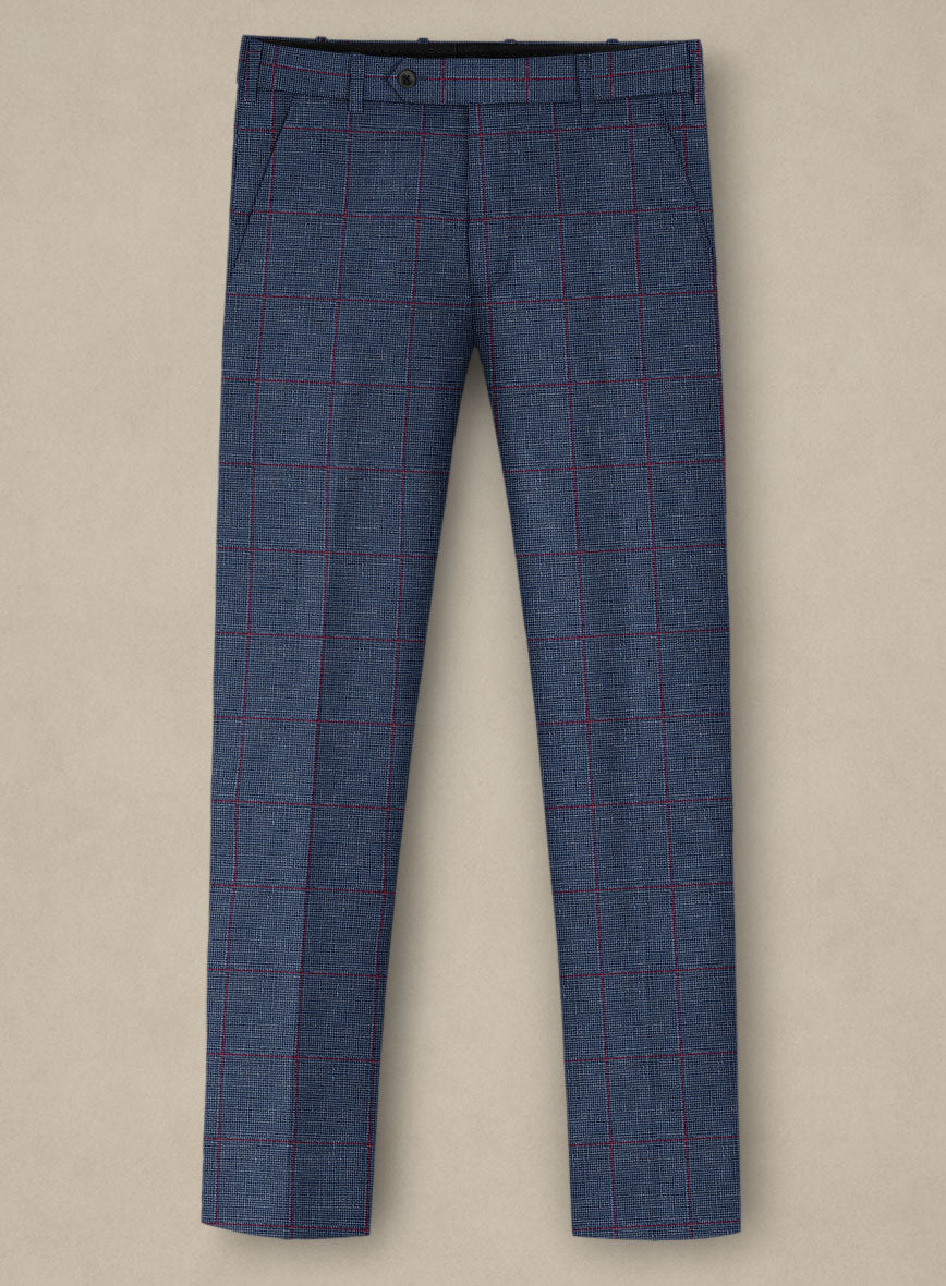 Italian Murano Leopo Blue Wool Linen Pants - StudioSuits
