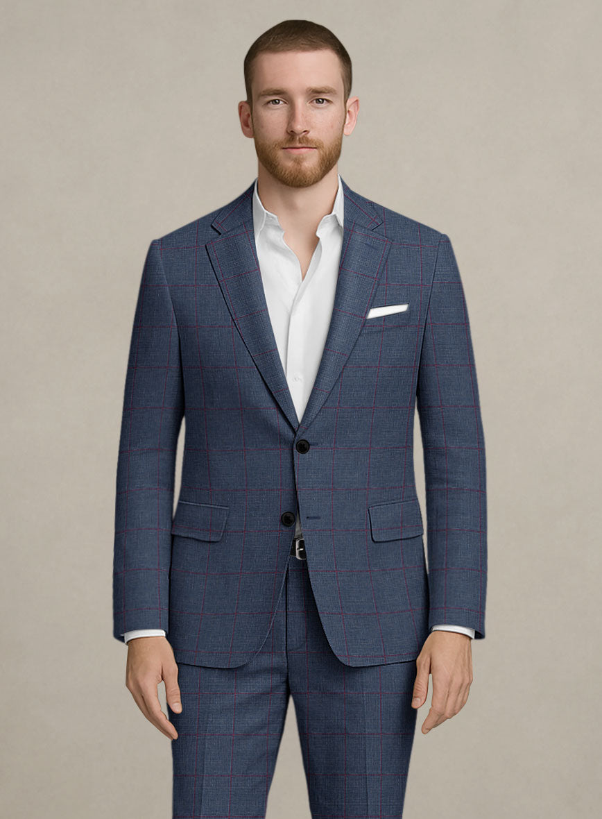 Italian Murano Leopo Blue Wool Linen Suit - StudioSuits