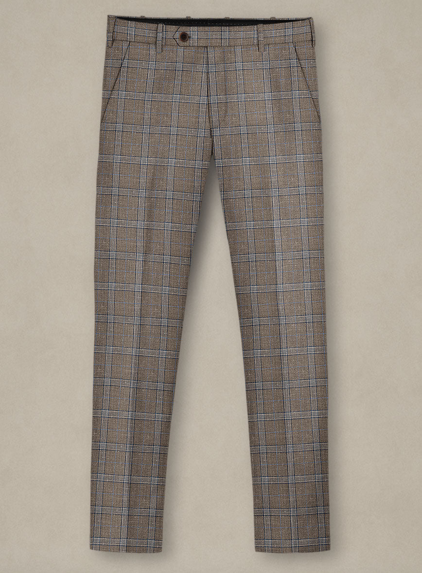 Italian Murano Igelu Brown Wool Linen Silk Pants - StudioSuits