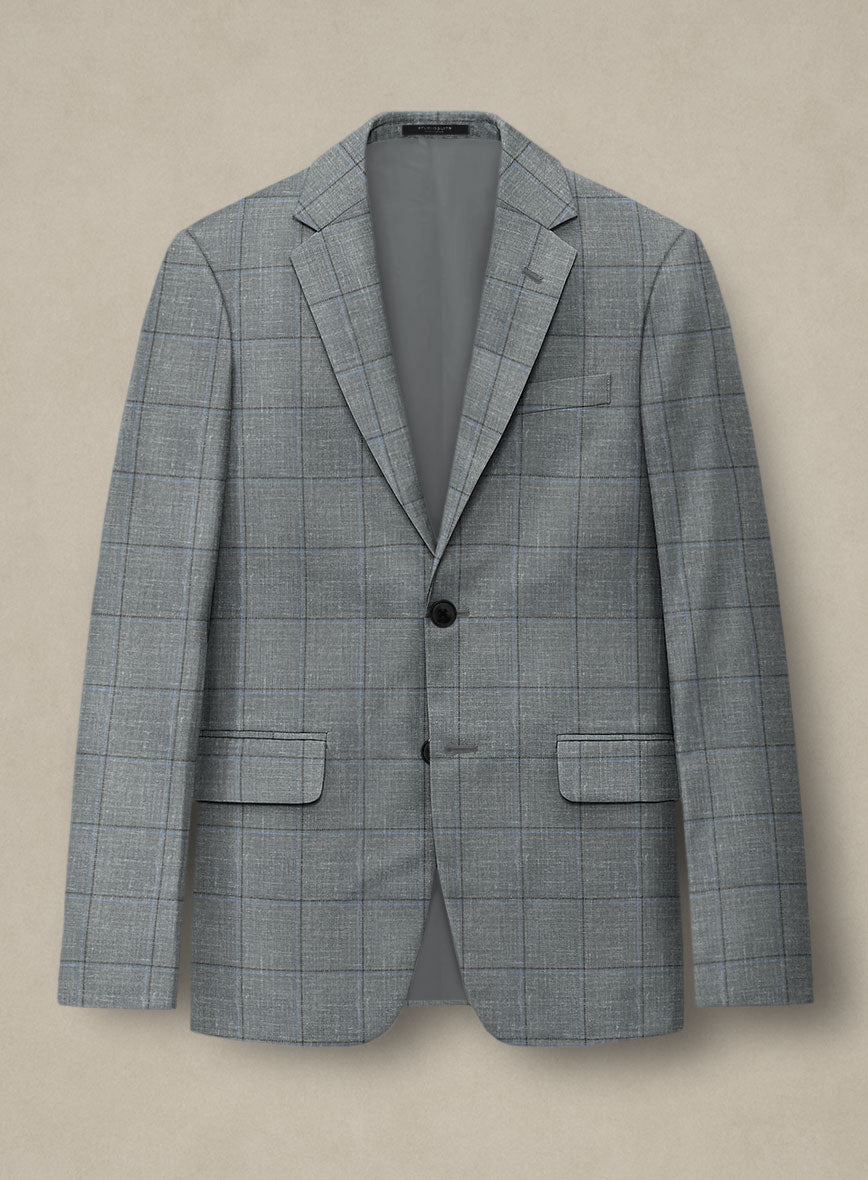 Italian Murano Lig Gray Wool Linen Silk Jacket - StudioSuits