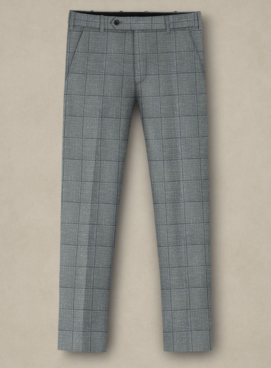 Italian Murano Lig Gray Wool Linen Silk Pants - StudioSuits