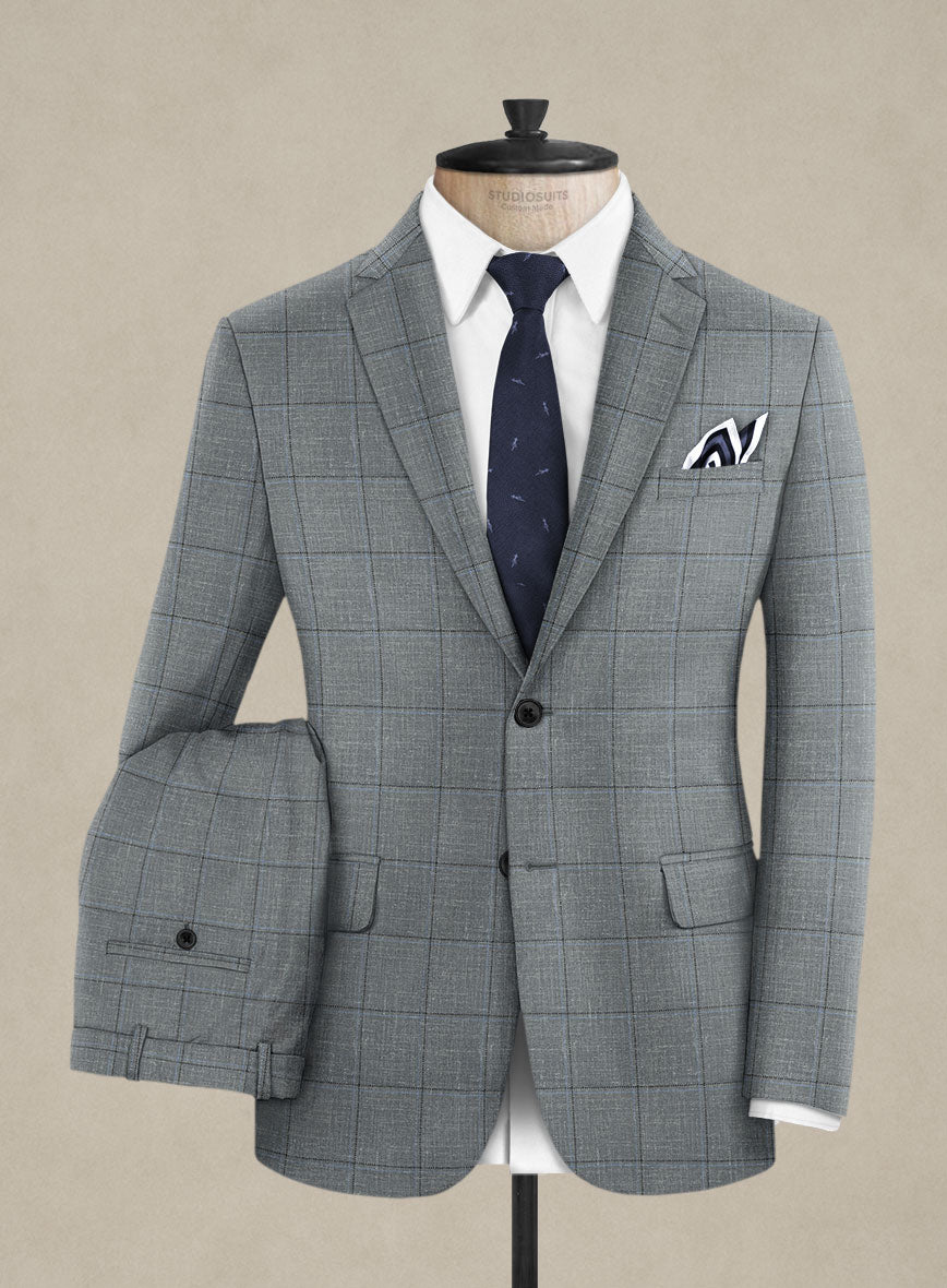 Italian Murano Lig Gray Wool Linen Silk Suit - StudioSuits