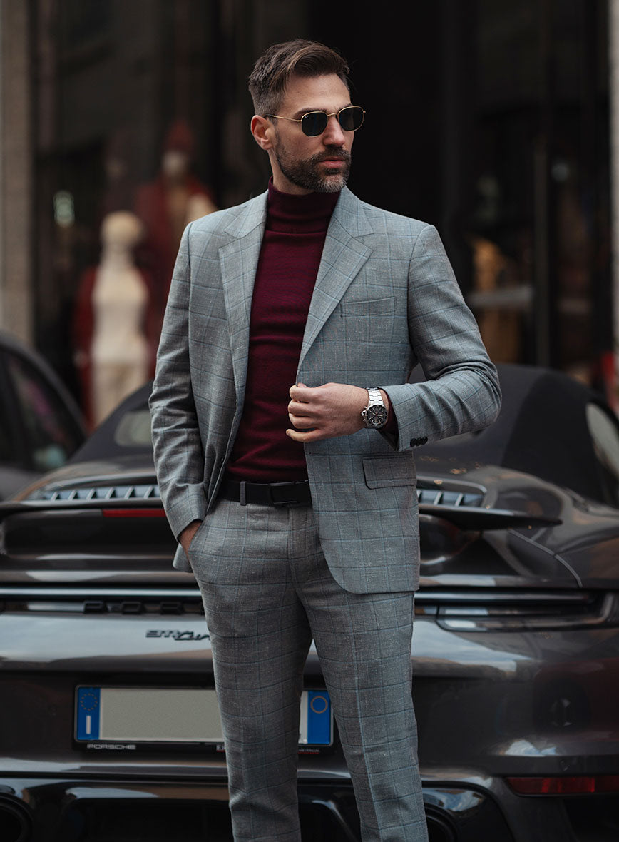 Italian Murano Lig Gray Wool Linen Silk Suit - StudioSuits