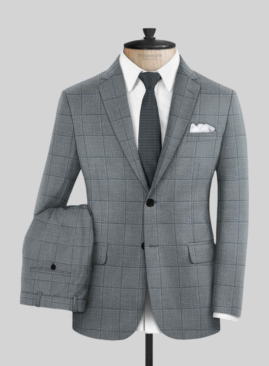 Italian Murano Lig Gray Wool Linen Silk Suit - StudioSuits