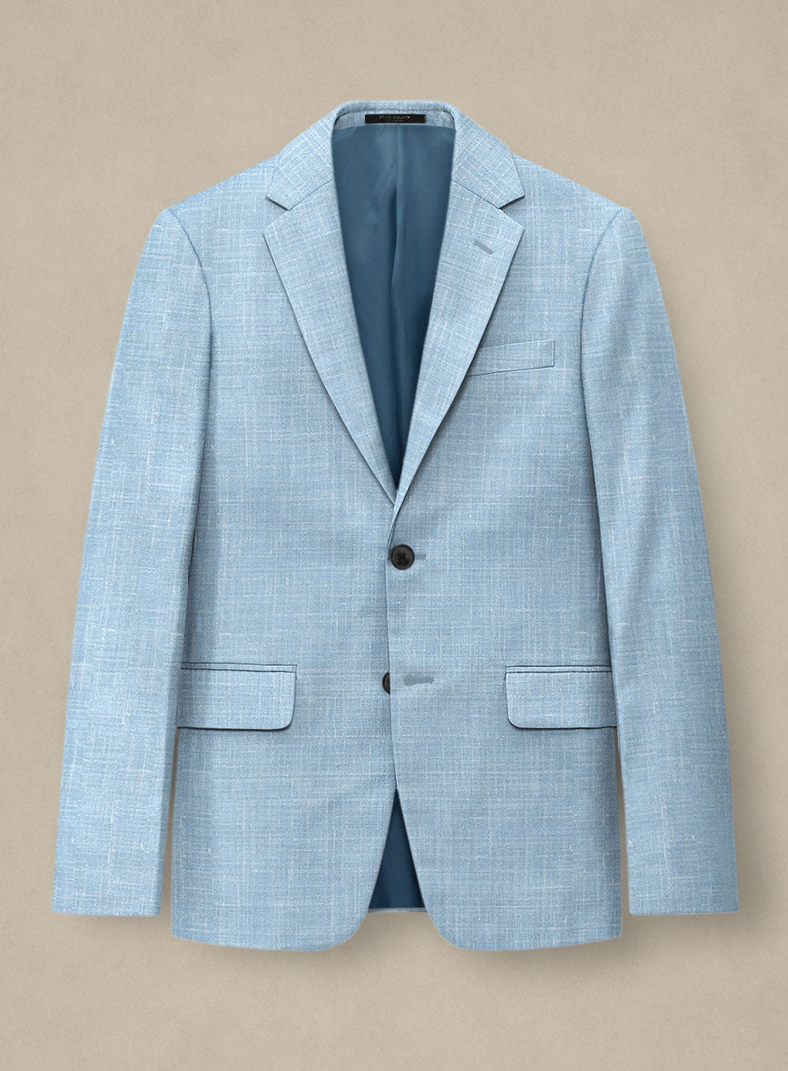 Italian Murano Light Blue Wool Linen Jacket - StudioSuits