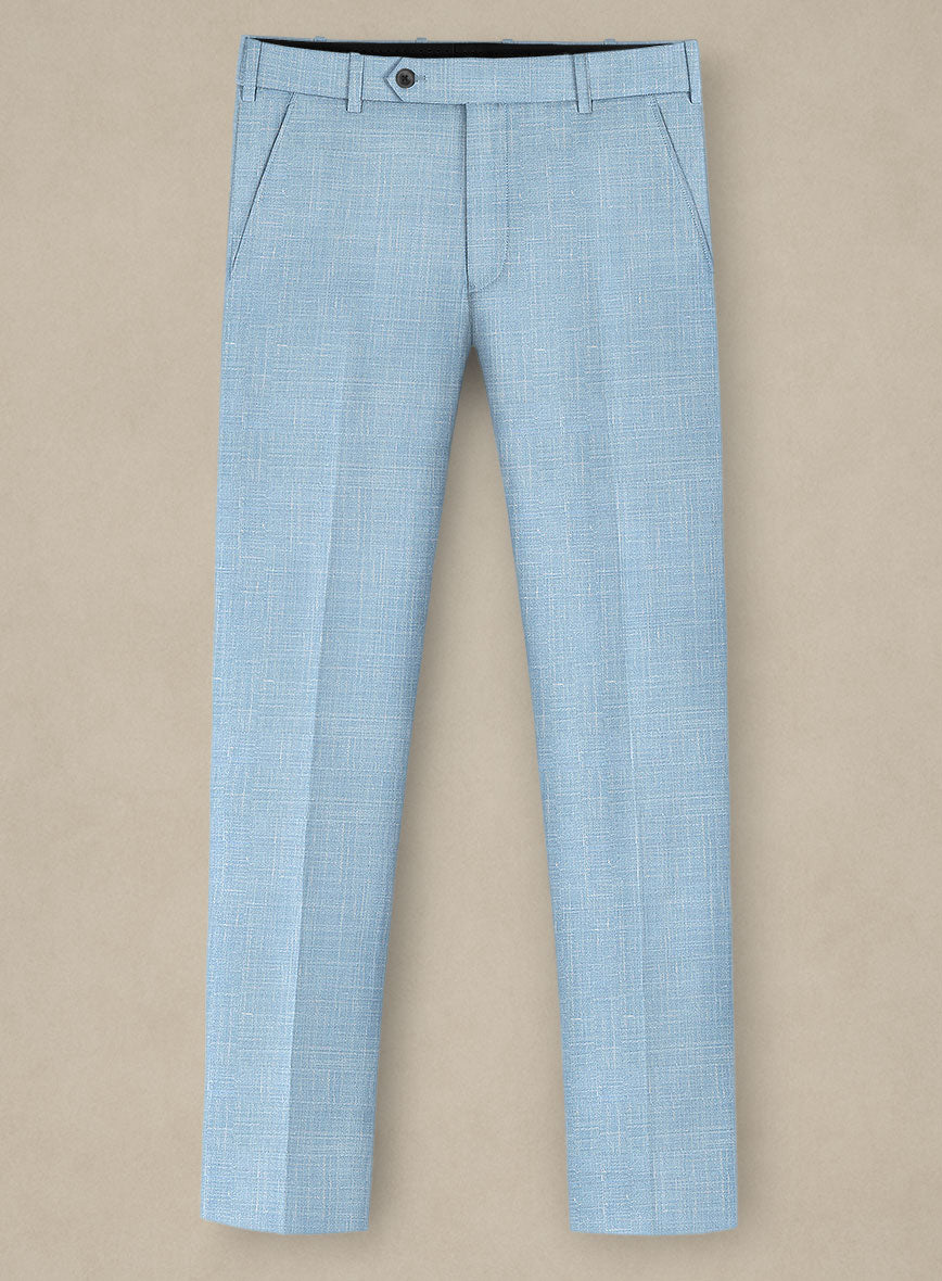 Italian Murano Light Blue Wool Linen Suit - StudioSuits