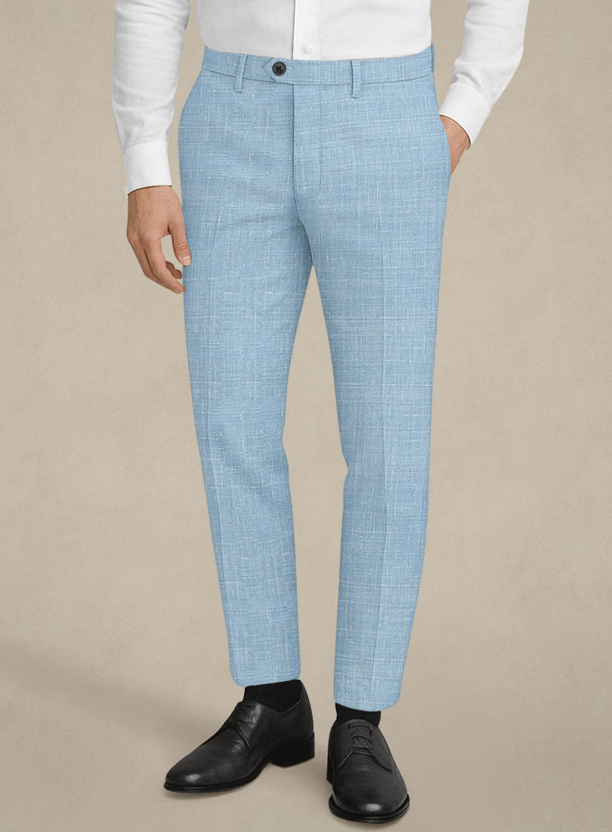 Italian Murano Light Blue Wool Linen Suit - StudioSuits