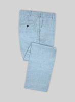 Italian Murano Light Blue Wool Linen Pants - StudioSuits