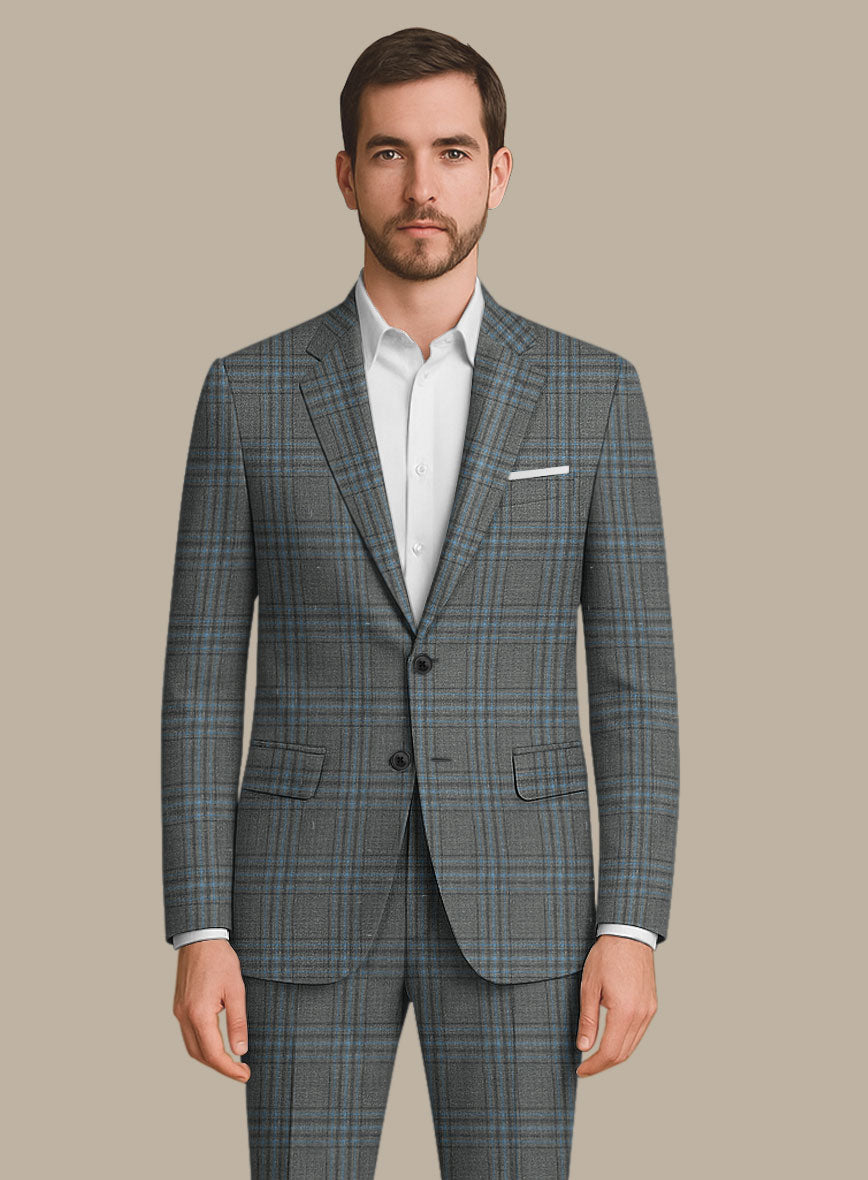 Italian Murano Livado Gray Wool Linen Silk Suit - StudioSuits
