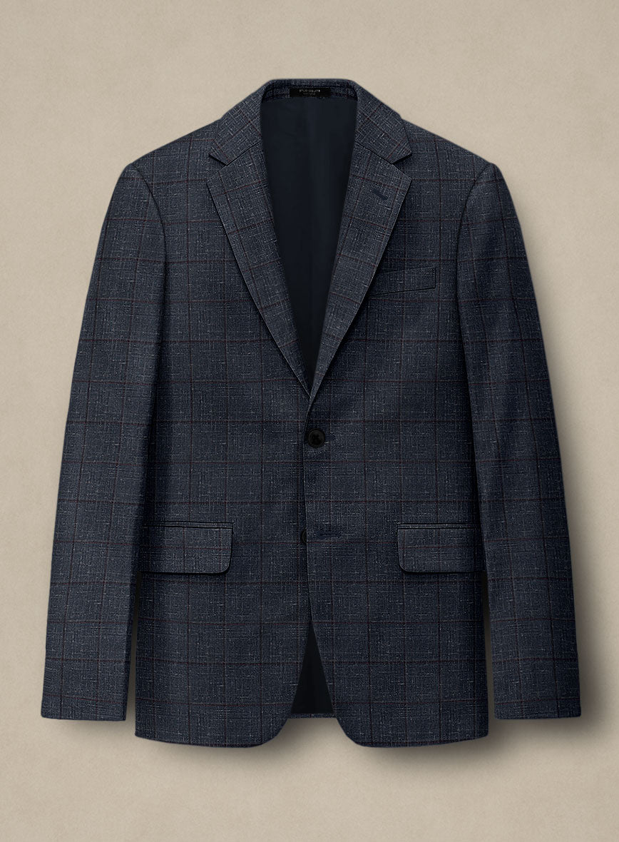 Italian Murano Ili Blue Wool Linen Silk Jacket - StudioSuits