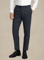 Italian Murano Ili Blue Wool Linen Silk Pants - StudioSuits